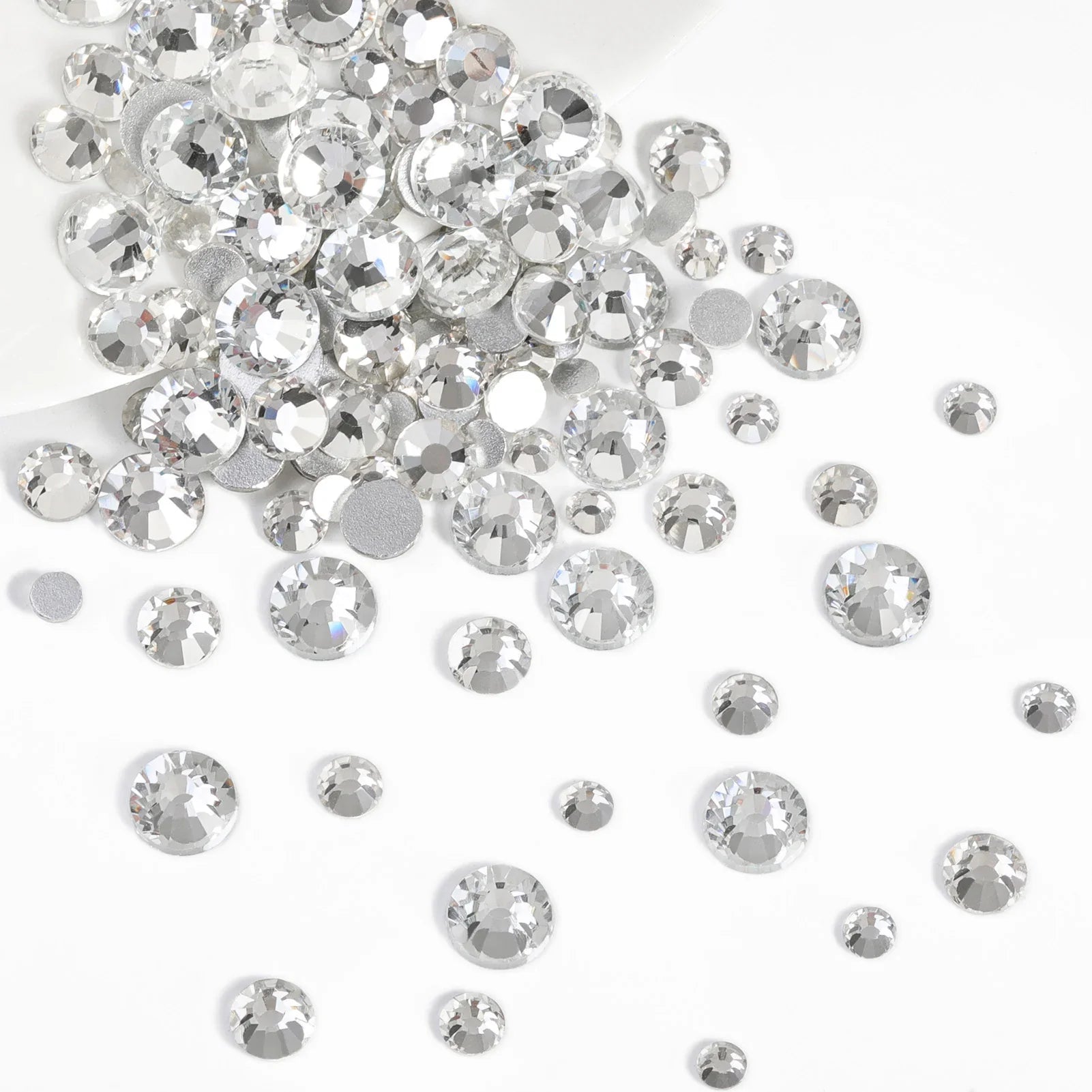 Rhinestones for Makeup,8 sizes 2500pcs Flatback Rhinestones Face Gems for Nails Crafts with Tweezers and Wax Pencil- Crystal - Image 2
