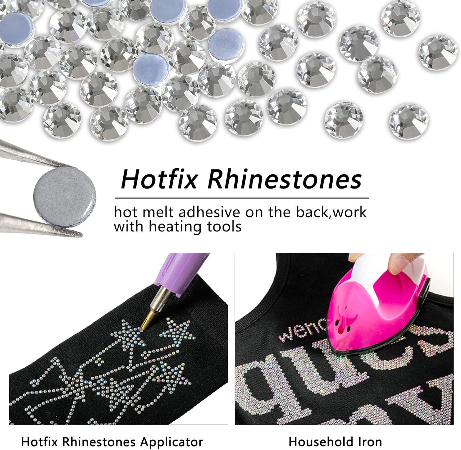 Hotfix Rhinestones, Crystal Rhinestones for Crafts Clothes DIY Decoration-Crystal - Image 4