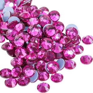 Hotfix Rhinestones, Crystal Rhinestones for Crafts Clothes DIY Decoration-Fuchsia