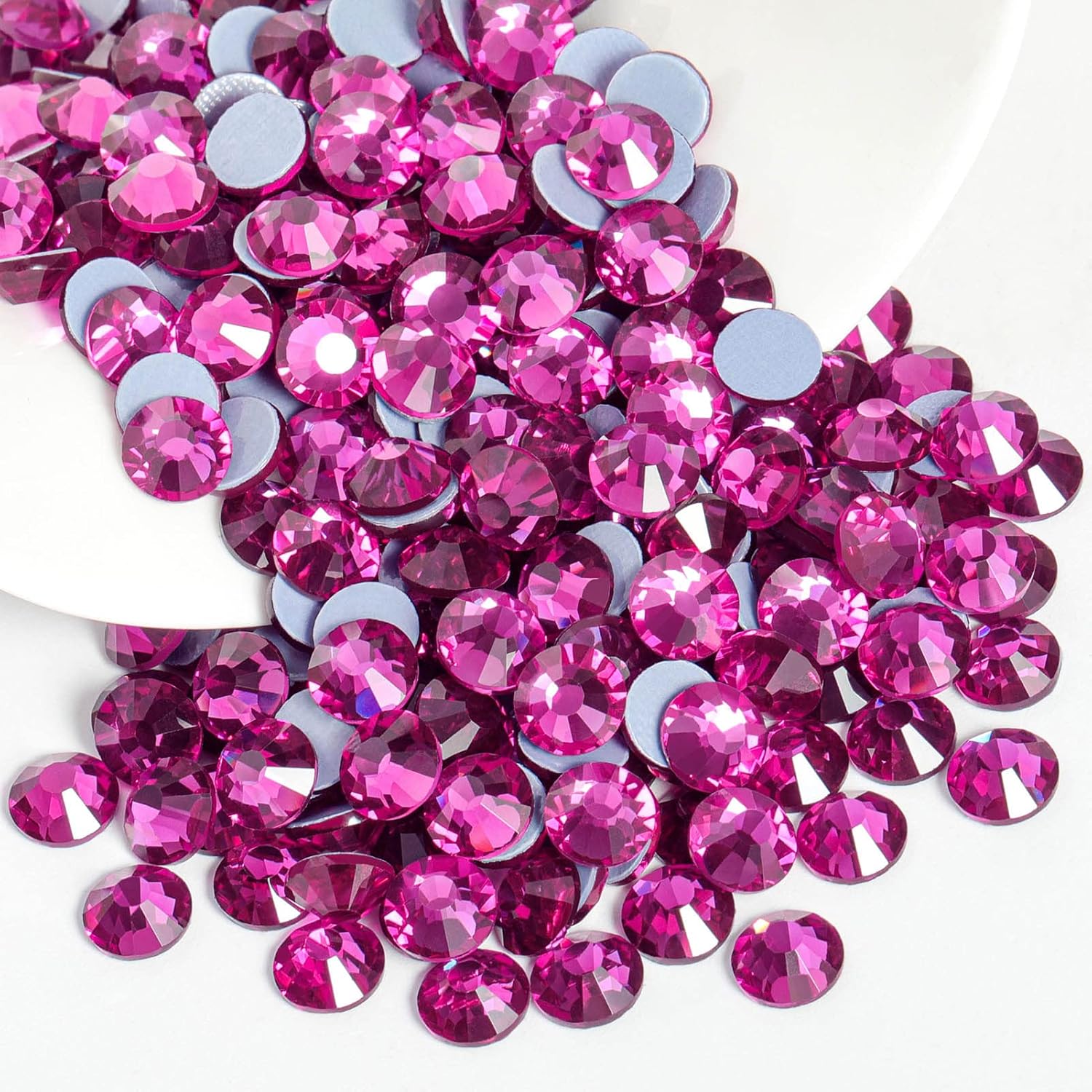 Hotfix Rhinestones, Crystal Rhinestones for Crafts Clothes DIY Decoration-Fuchsia - Image 2
