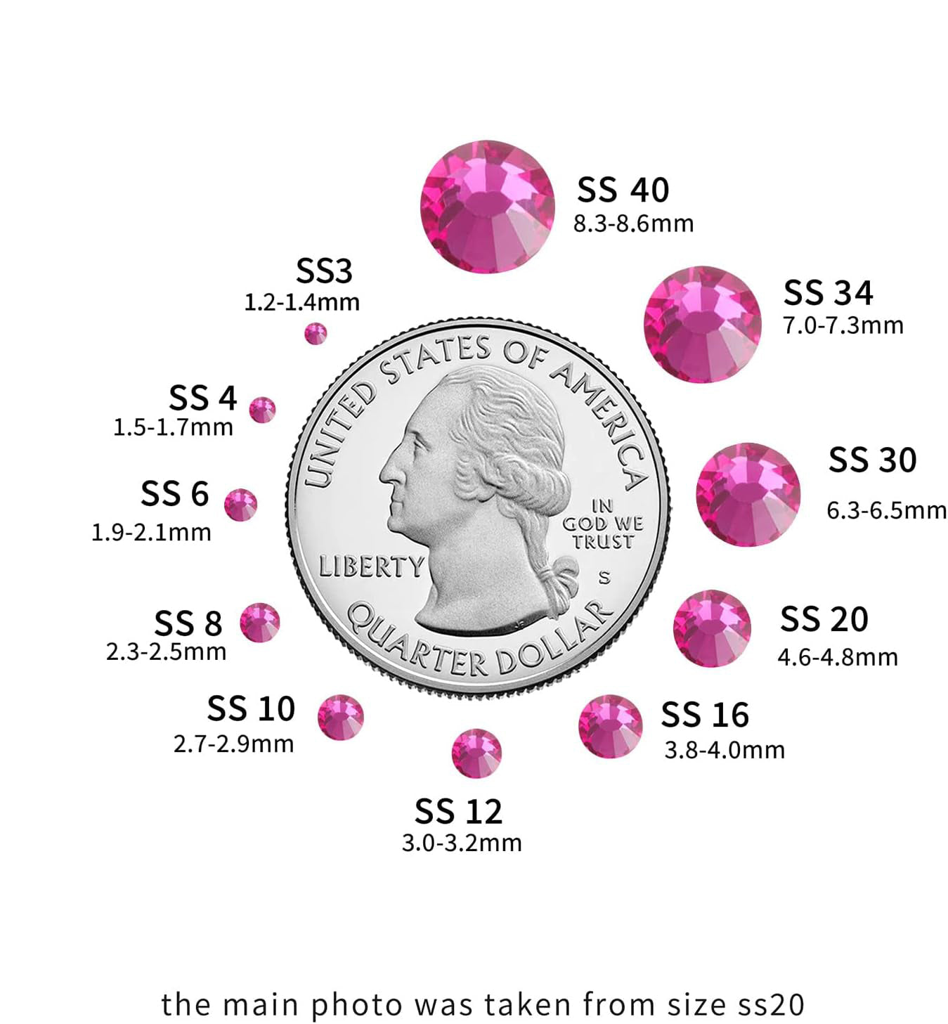 Hotfix Rhinestones, Crystal Rhinestones for Crafts Clothes DIY Decoration-Fuchsia - Image 3