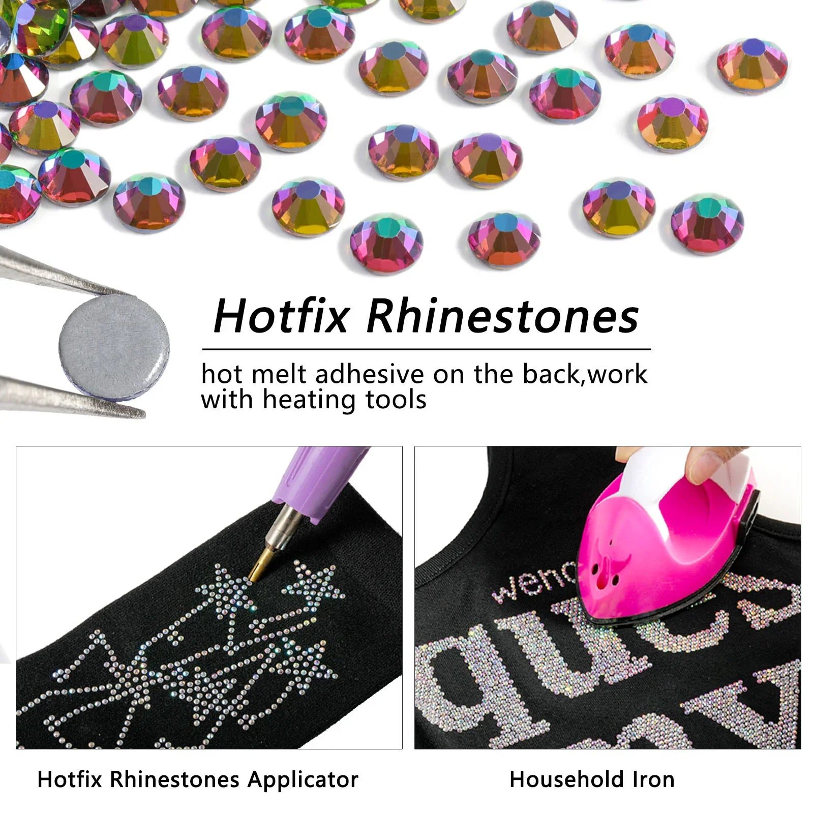 Hotfix Rhinestones, Crystal Rhinestones for Crafts Clothes DIY Decoration-Green Volcano - Image 3