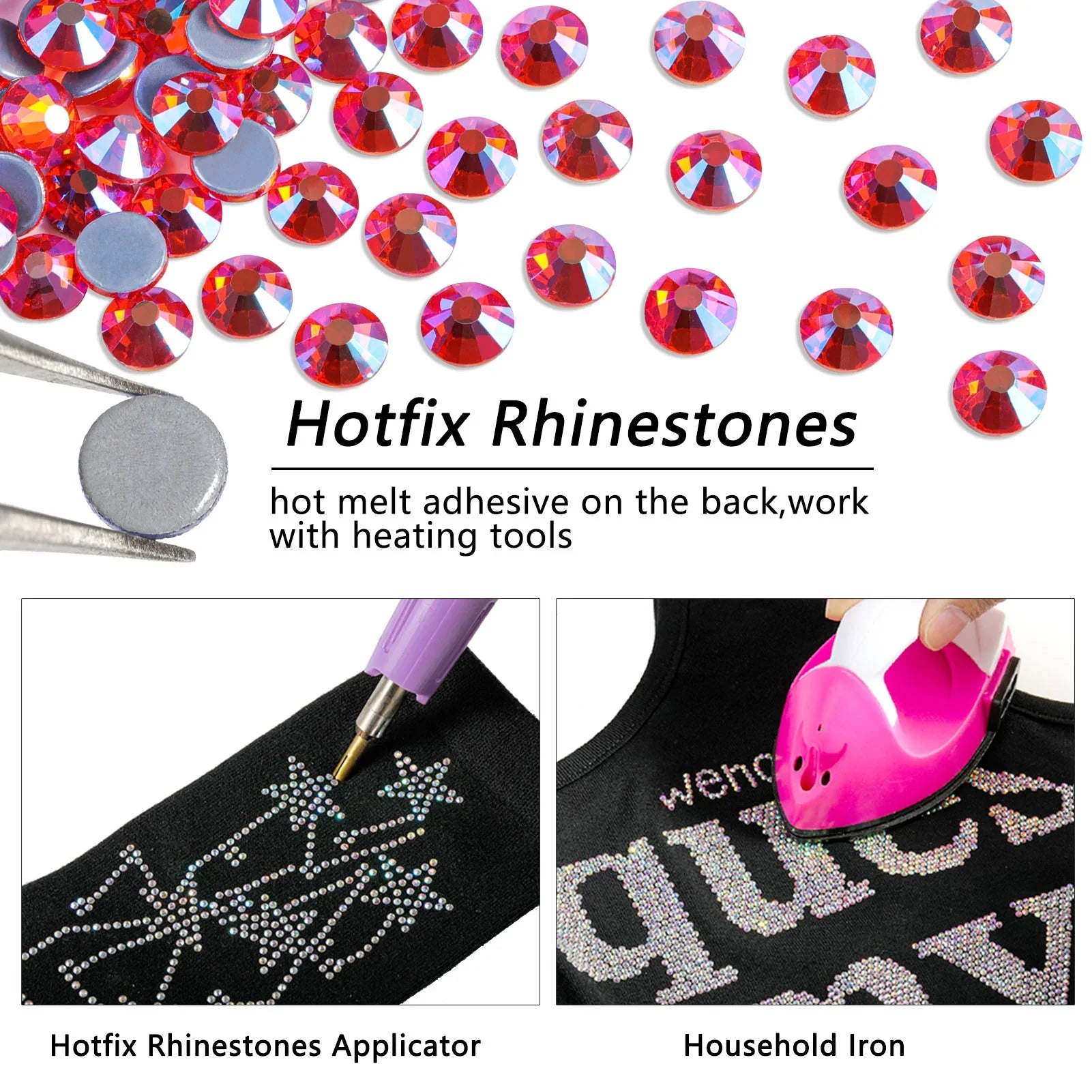 Hotfix Rhinestones, Crystal Rhinestones for Crafts Clothes DIY Decoration-Hyacinth AB - Image 2