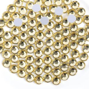 Flat Back Crystal Rhinestones Round Gems For Nail Art And Craft Glue Fix-Jonquil