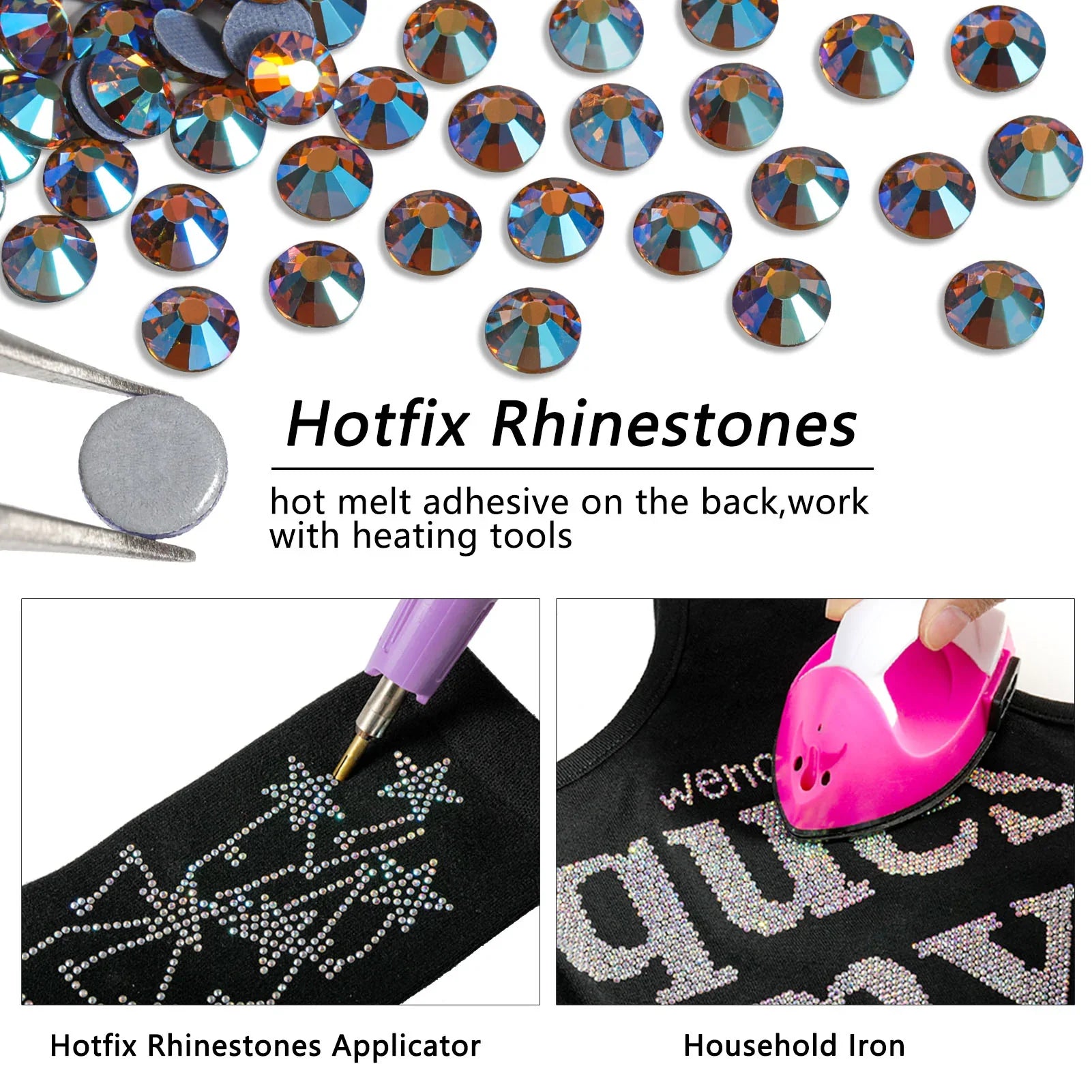 Hotfix Rhinestones, Crystal Rhinestones for Crafts Clothes DIY Decoration- Lt.colorado topaz AB - Image 3