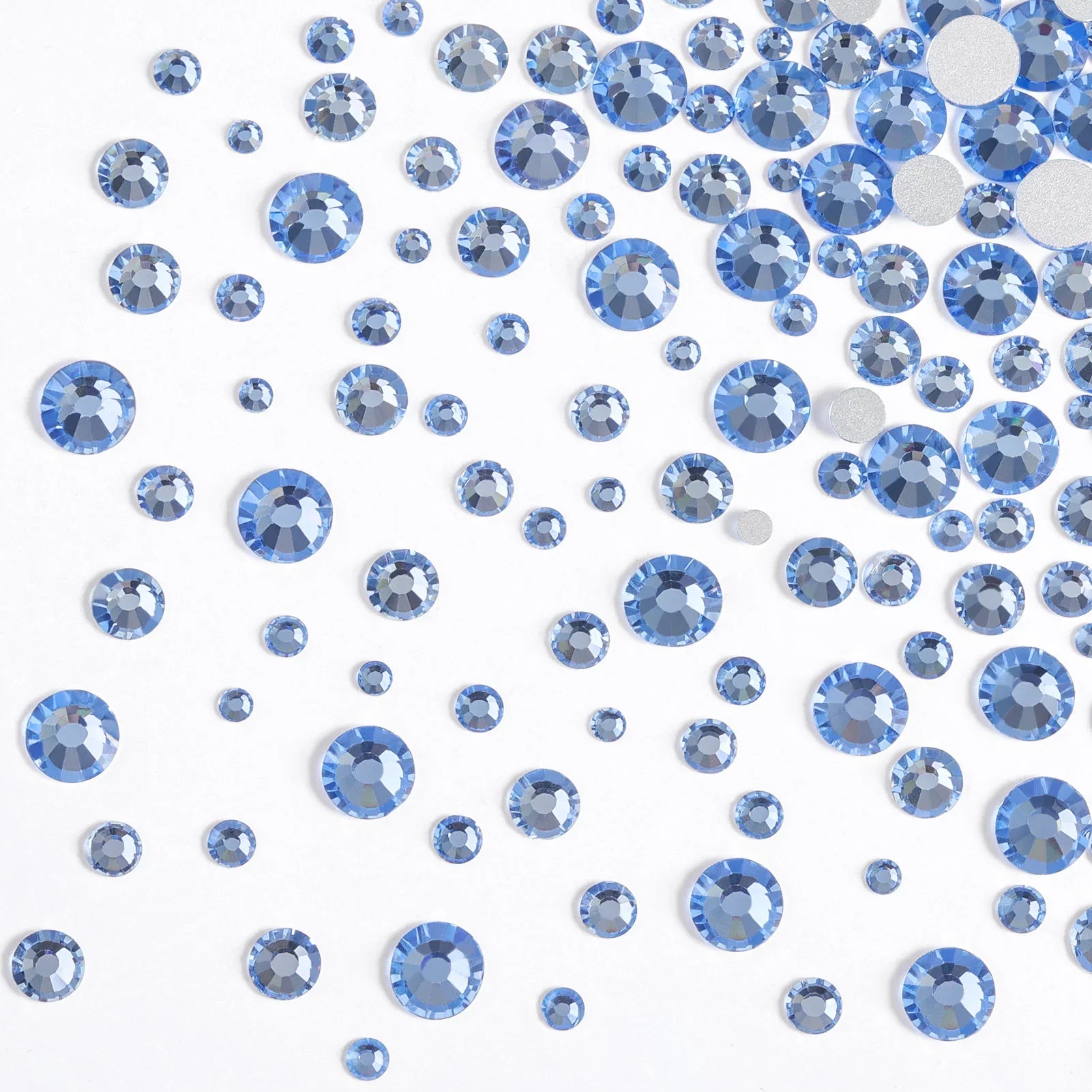 Rhinestones for Makeup,8 sizes 2500pcs Flatback Rhinestones Face Gems for Nails Crafts with Tweezers and Wax Pencil- Light Sapphire - Image 5