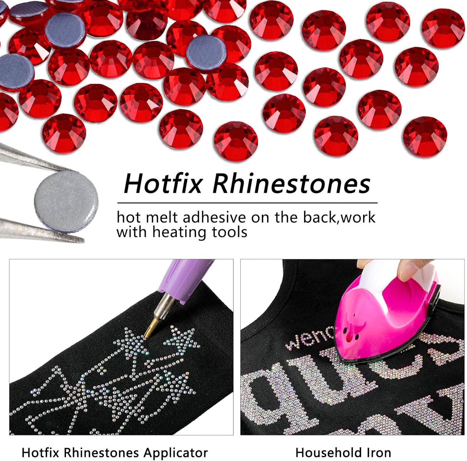 Hotfix Rhinestones, Crystal Rhinestones for Crafts Clothes DIY Decoration-Light Siam - Image 4
