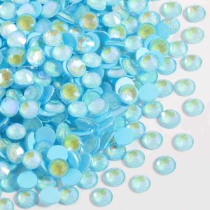 Flat Back Crystal Rhinestones Round Gems For Nail Art And Craft Glue Fix - Luminous Blue