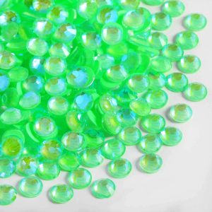 Flat Back Crystal Rhinestones Round Gems For Nail Art And Craft Glue Fix - Luminous Green