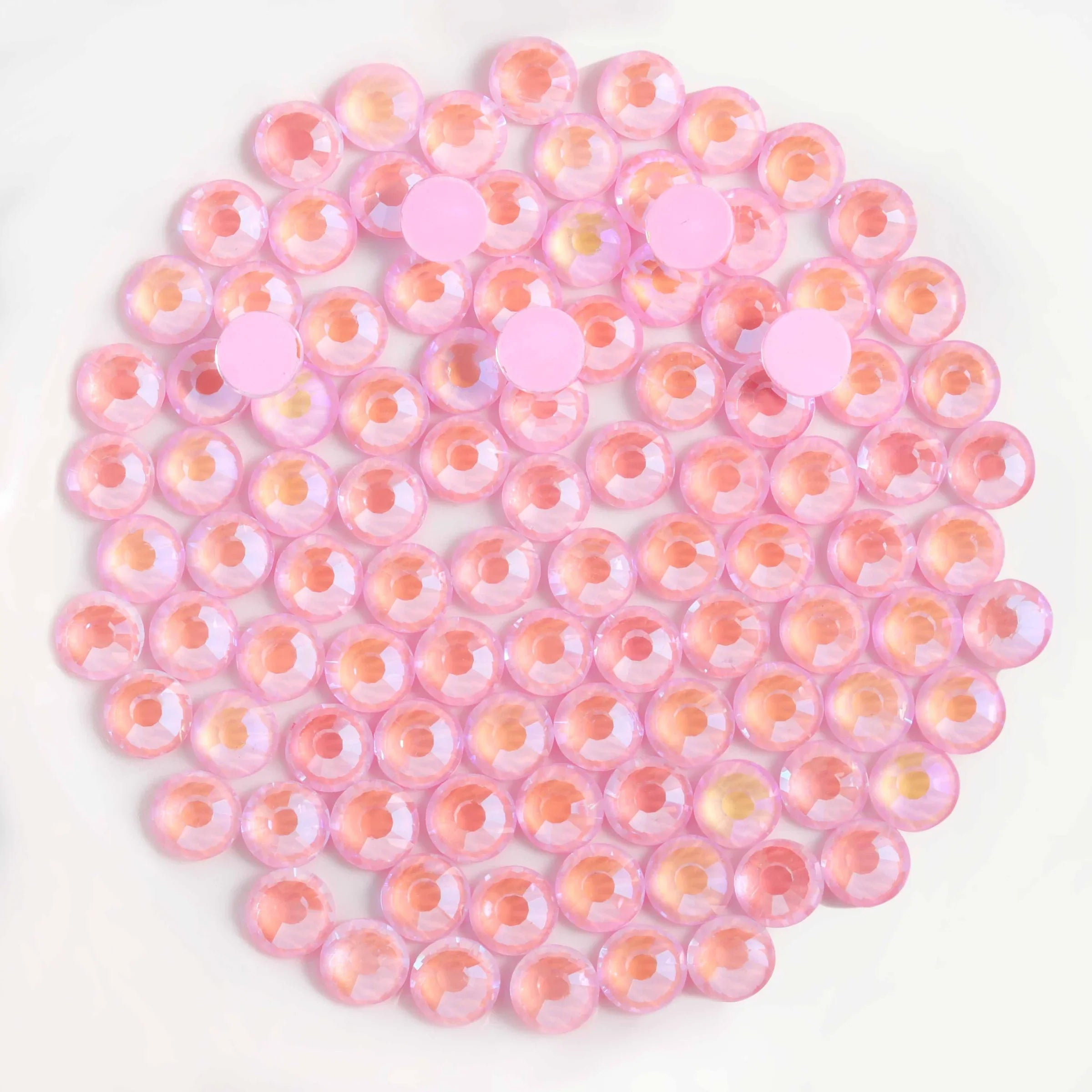 Flat Back Crystal Rhinestones Round Gems For Nail Art And Craft Glue Fix - Luminous Light Pink - Image 2