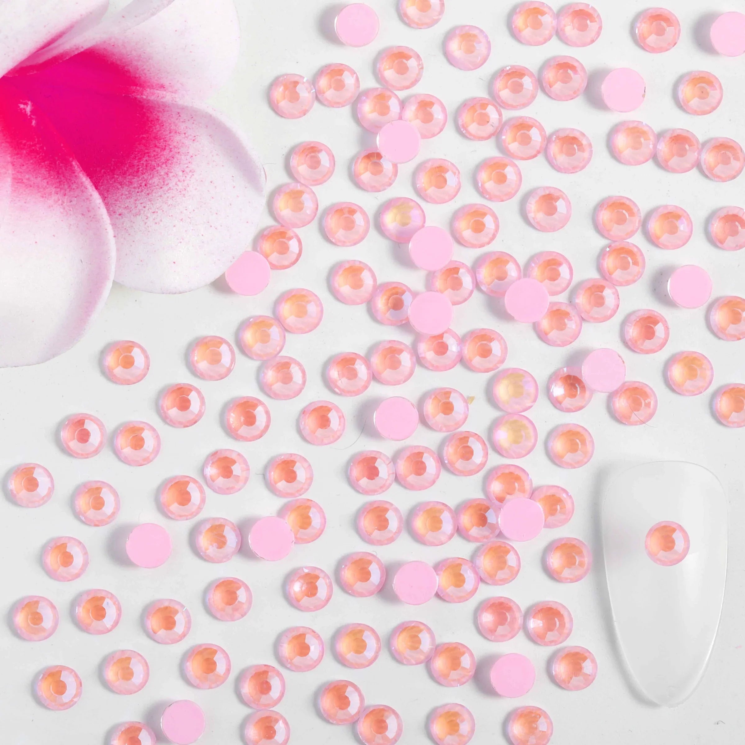 Flat Back Crystal Rhinestones Round Gems For Nail Art And Craft Glue Fix - Luminous Light Pink - Image 3