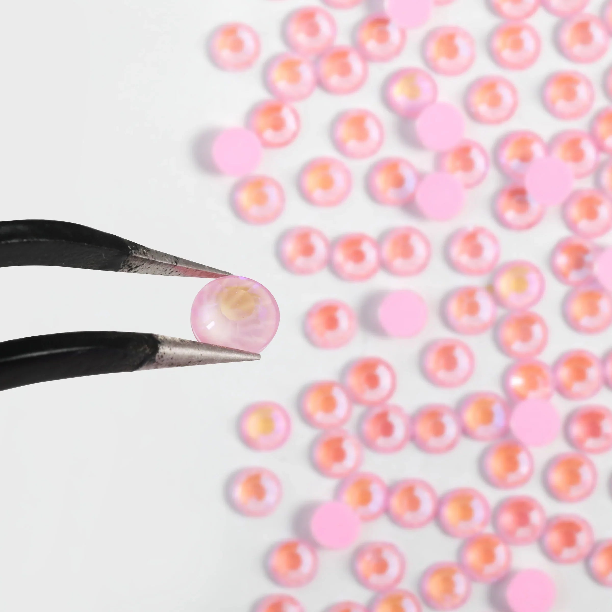 Flat Back Crystal Rhinestones Round Gems For Nail Art And Craft Glue Fix - Luminous Light Pink - Image 4