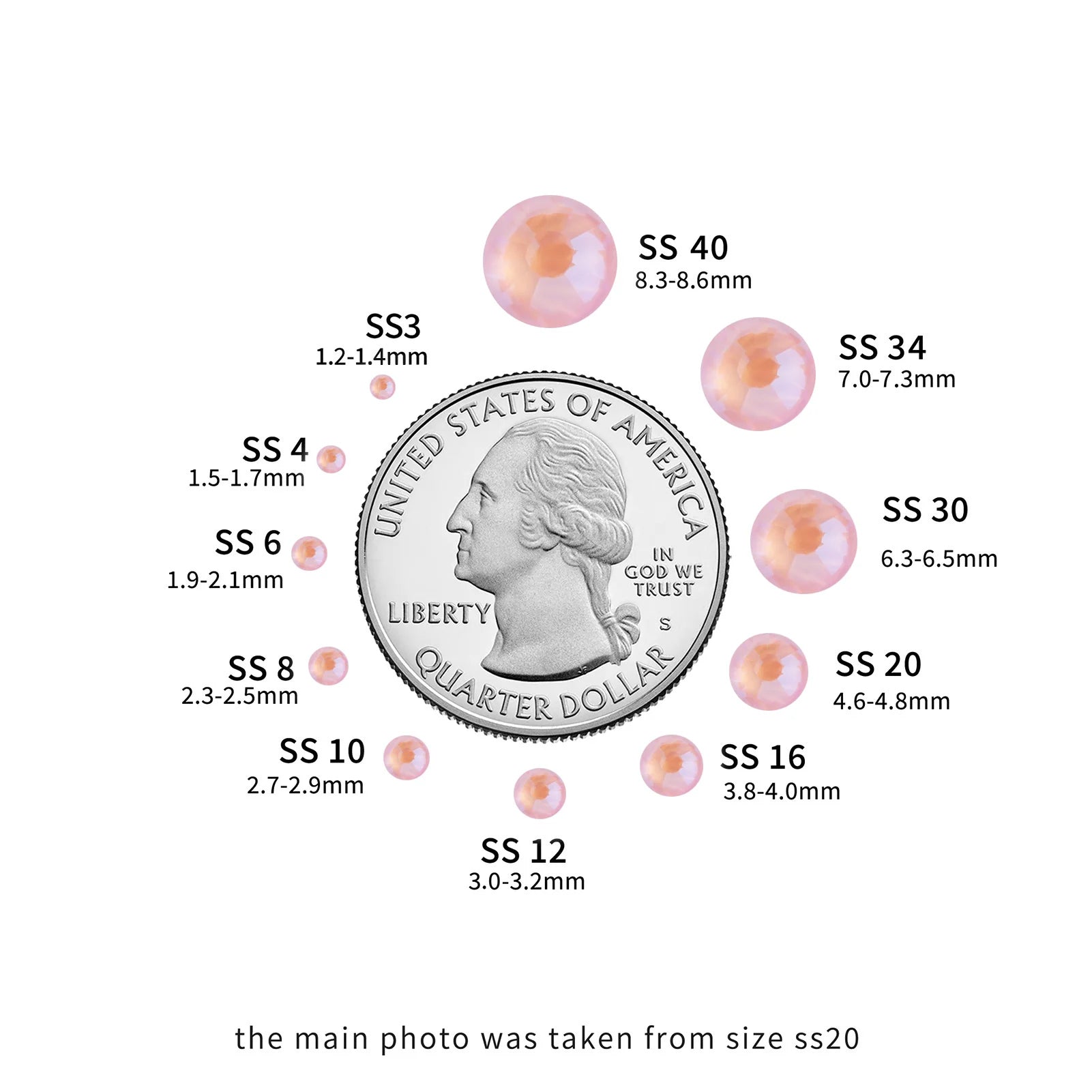 Flat Back Crystal Rhinestones Round Gems For Nail Art And Craft Glue Fix - Luminous Light Pink - Image 5