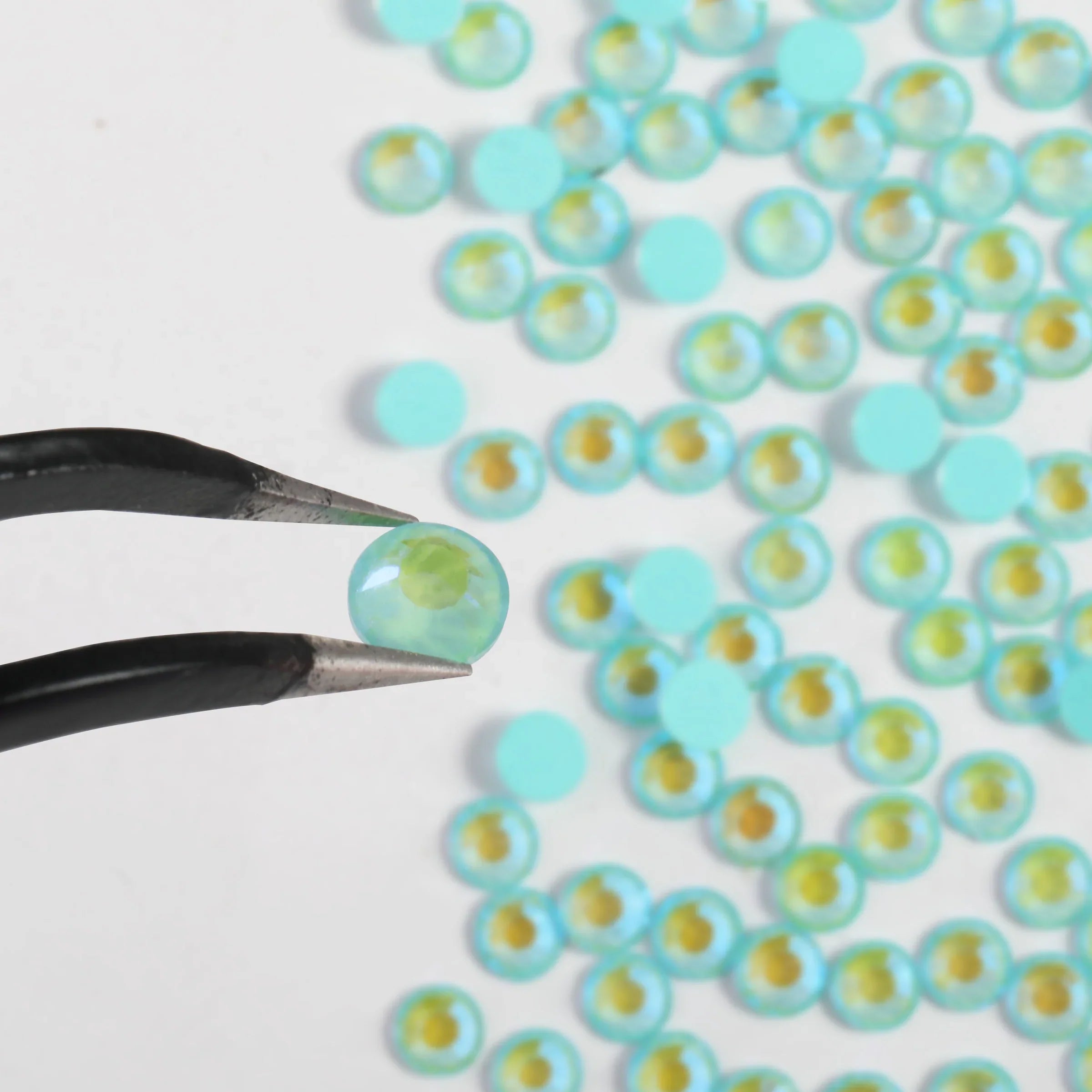 Flat Back Crystal Rhinestones Round Gems For Nail Art And Craft Glue Fix - Luminous Mint - Image 4