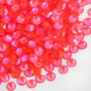 Flat Back Crystal Rhinestones Round Gems For Nail Art And Craft Glue Fix - Luminous Orange