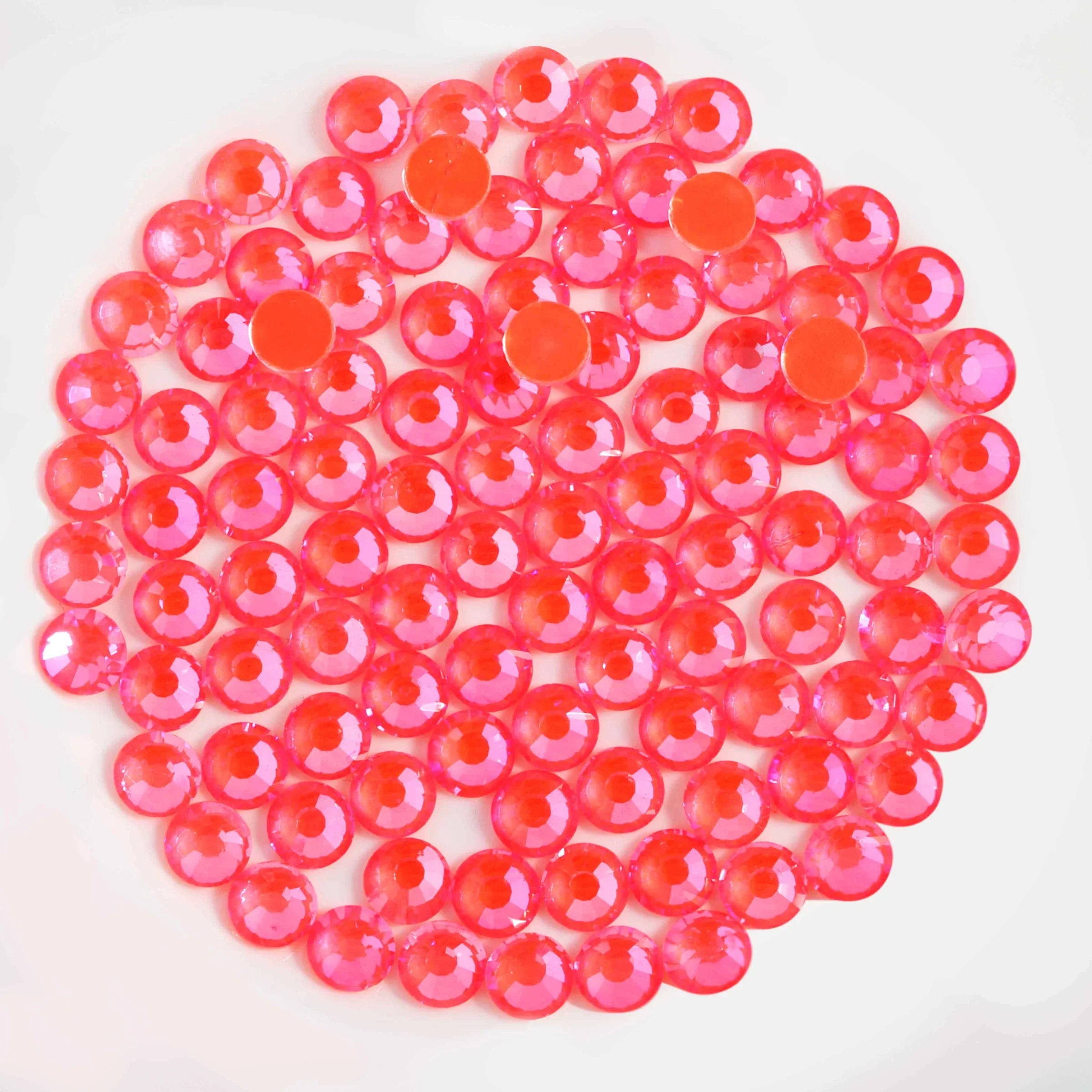 Flat Back Crystal Rhinestones Round Gems For Nail Art And Craft Glue Fix - Luminous Orange - Image 2