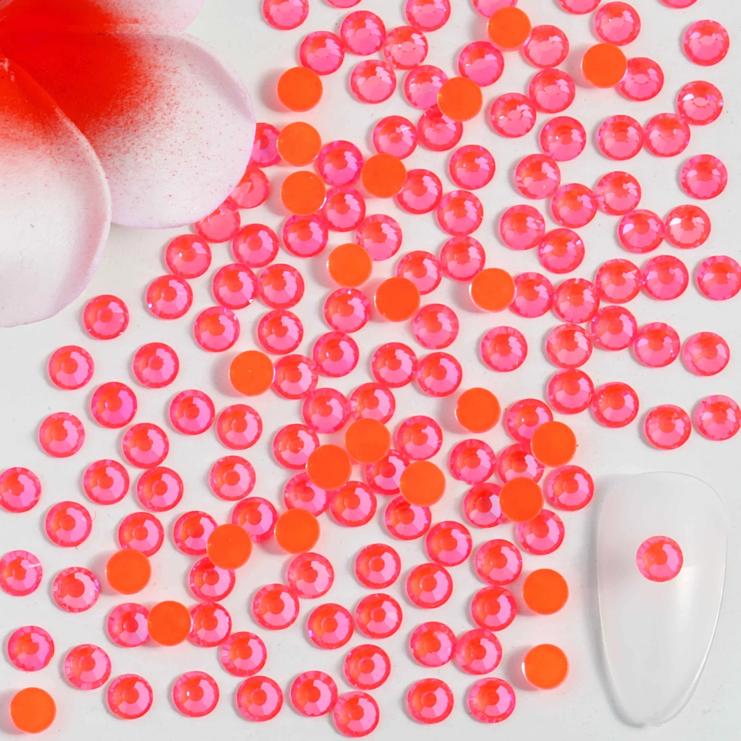 Flat Back Crystal Rhinestones Round Gems For Nail Art And Craft Glue Fix - Luminous Orange - Image 3