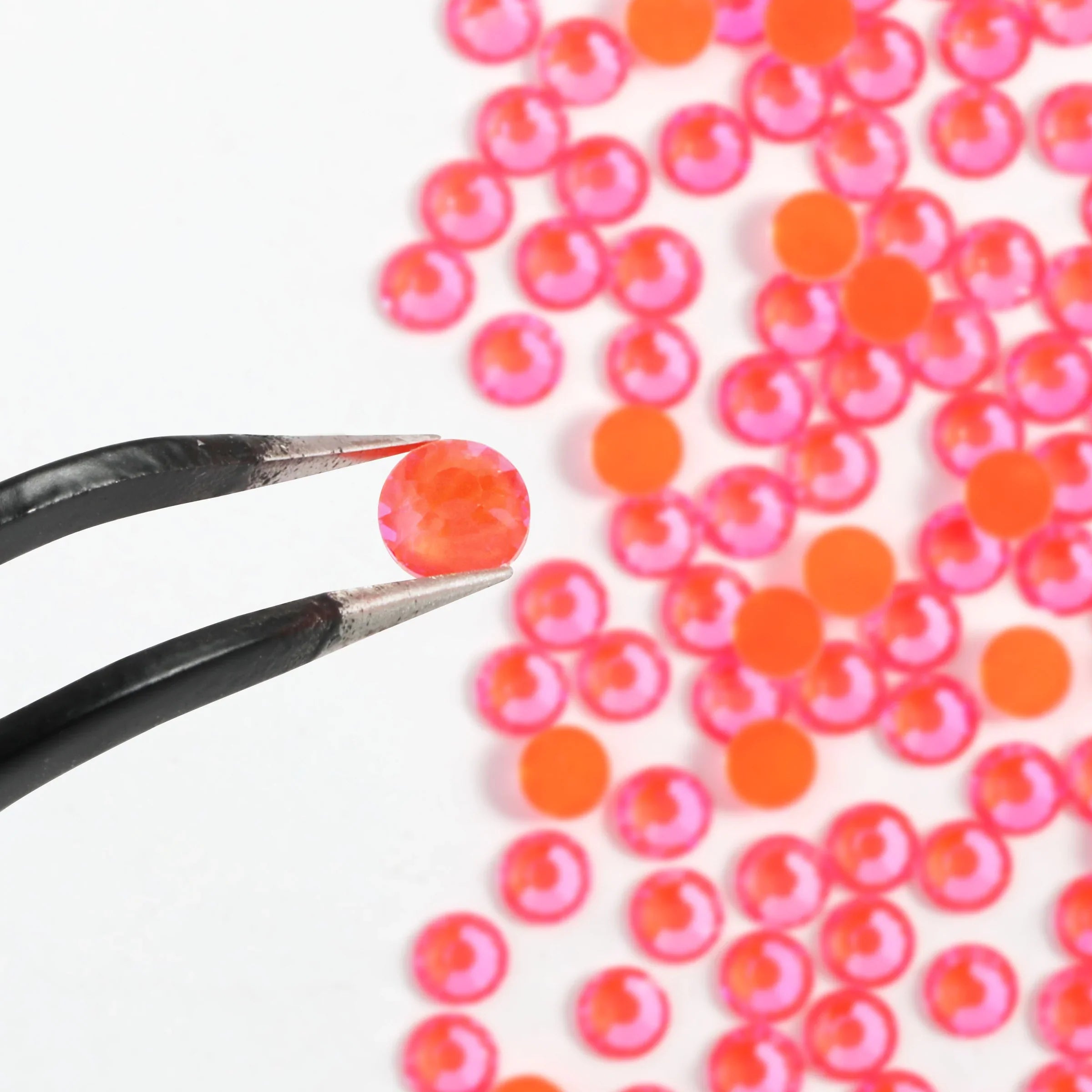 Flat Back Crystal Rhinestones Round Gems For Nail Art And Craft Glue Fix - Luminous Orange - Image 4