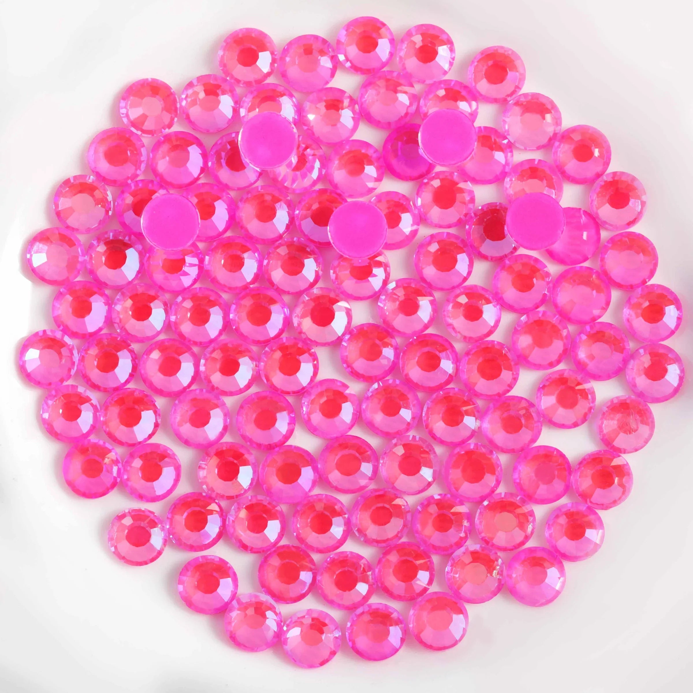 Flat Back Crystal Rhinestones Round Gems For Nail Art And Craft Glue Fix - Luminous Rose - Image 2