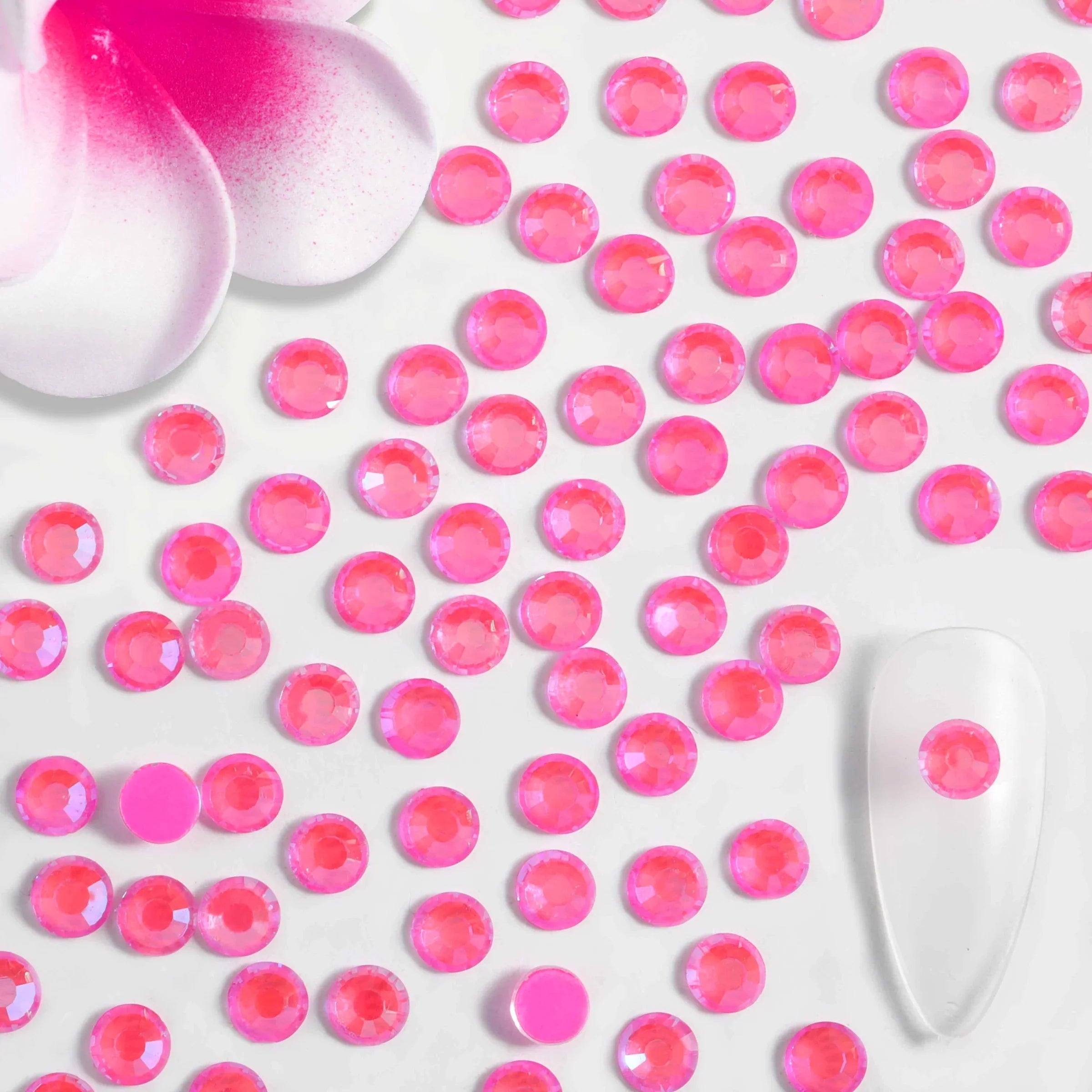 Flat Back Crystal Rhinestones Round Gems For Nail Art And Craft Glue Fix - Luminous Rose - Image 3