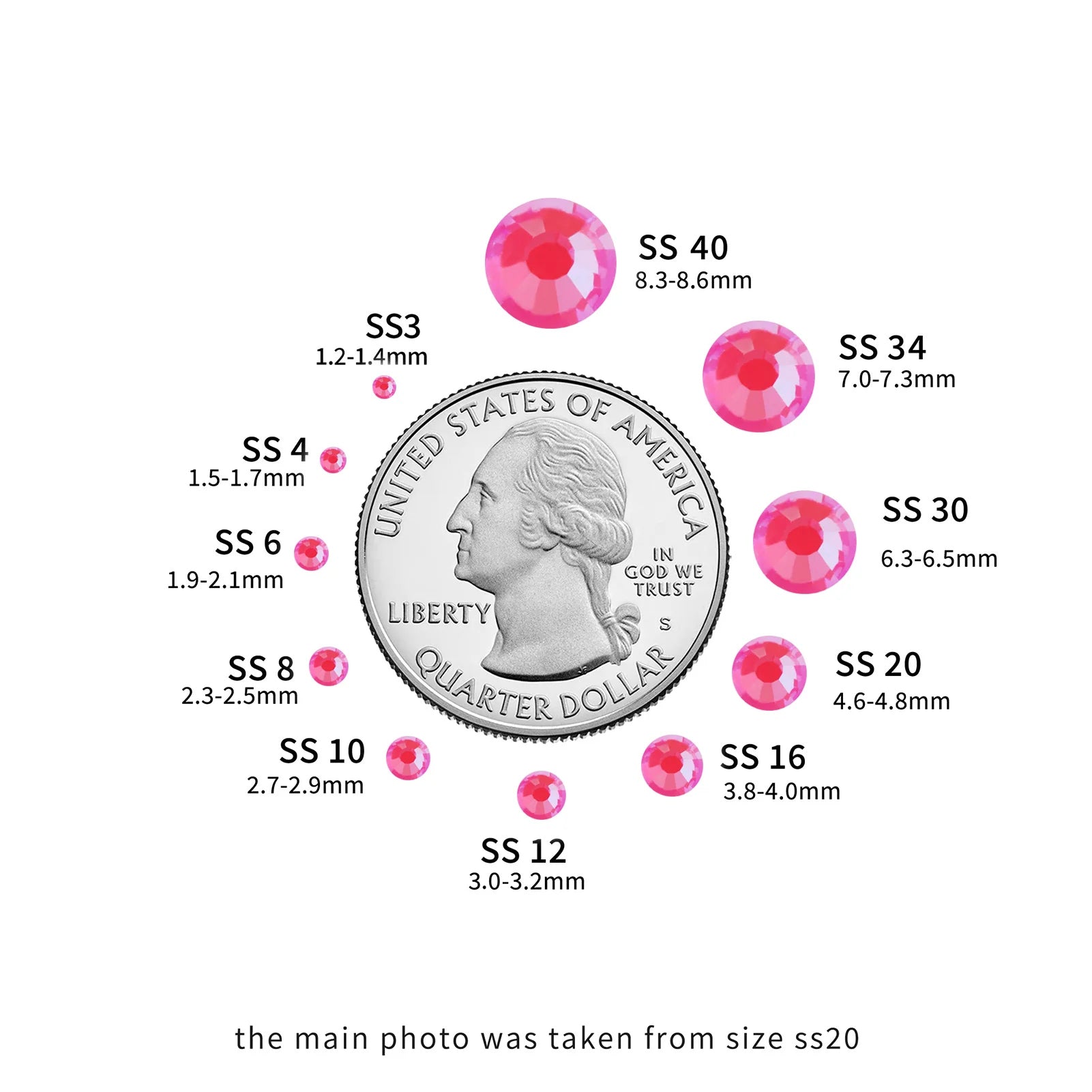 Flat Back Crystal Rhinestones Round Gems For Nail Art And Craft Glue Fix - Luminous Rose - Image 5