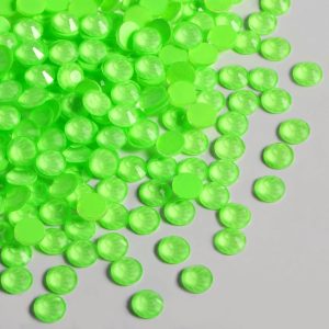 Flat Back Crystal Rhinestones Round Gems For Nail Art And Craft Glue Fix - Mocha Green