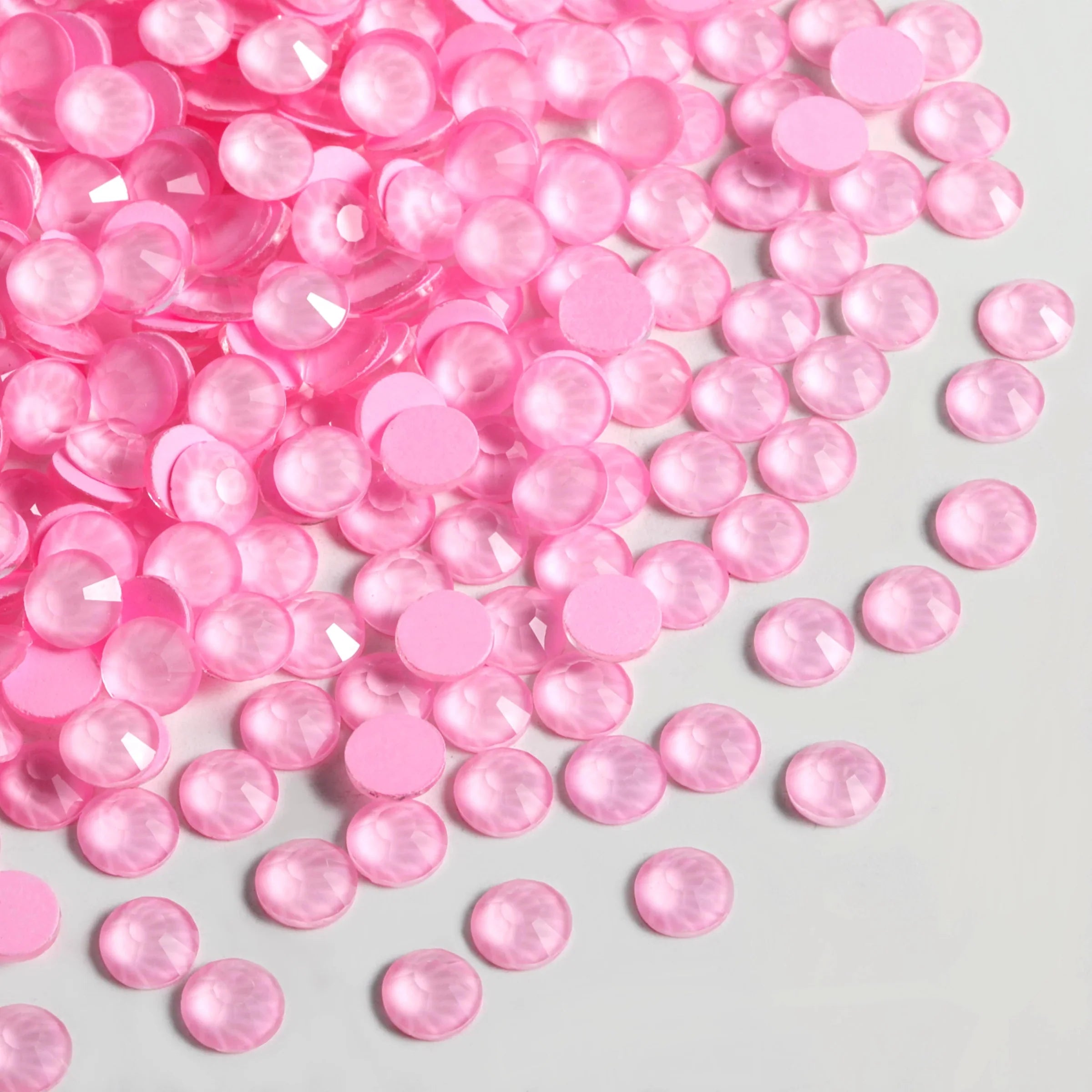 Flat Back Crystal Rhinestones Round Gems For Nail Art And Craft Glue Fix - Mocha Light Pink - Image 2