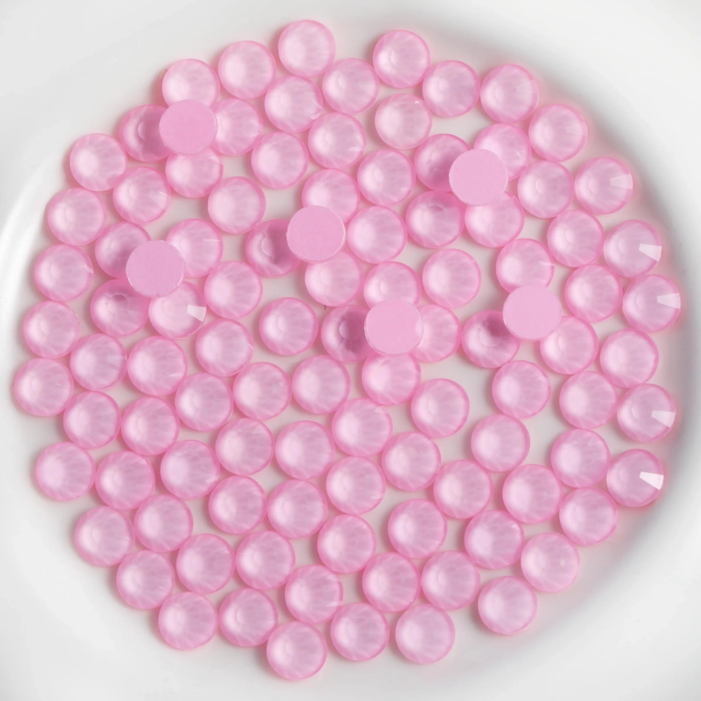 Flat Back Crystal Rhinestones Round Gems For Nail Art And Craft Glue Fix - Mocha Light Pink - Image 3