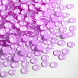 Flat Back Crystal Rhinestones Round Gems For Nail Art And Craft Glue Fix - Mocha Purple