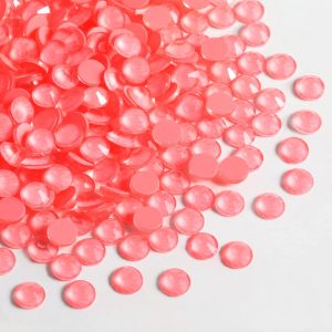 Flat Back Crystal Rhinestones Round Gems For Nail Art And Craft Glue Fix - Mocha Red