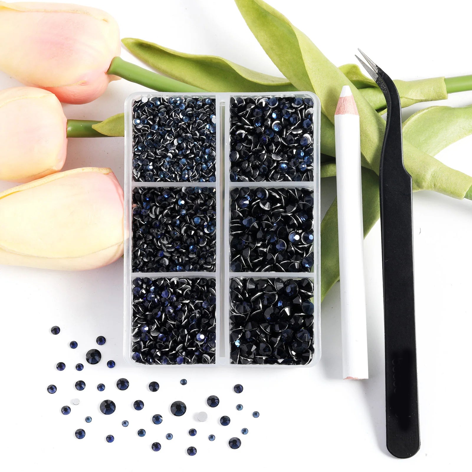 4300pcs Flatback Rhinestones, Nail Gems Round Crystal Rhinestones for Crafts,Mixed 6 Sizes with Picking Tweezers and Wax Pencil Kit- Montana - Image 4