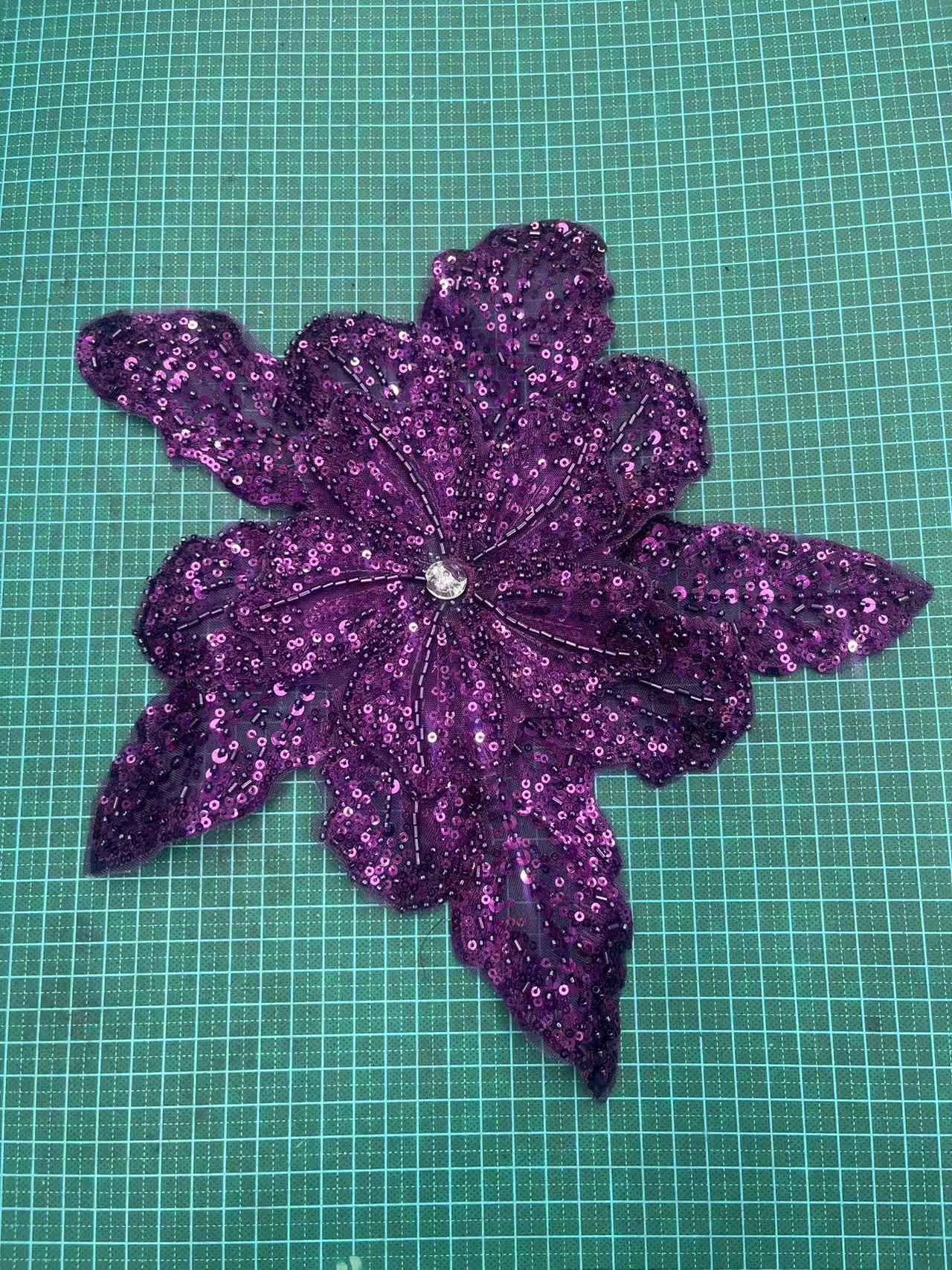Multicolor Layered Sequin & Beaded 3D Floral Appliqué – Decorative Patch for Dresses, Evening Gowns & Bridal Fashion Accessories - Image 14