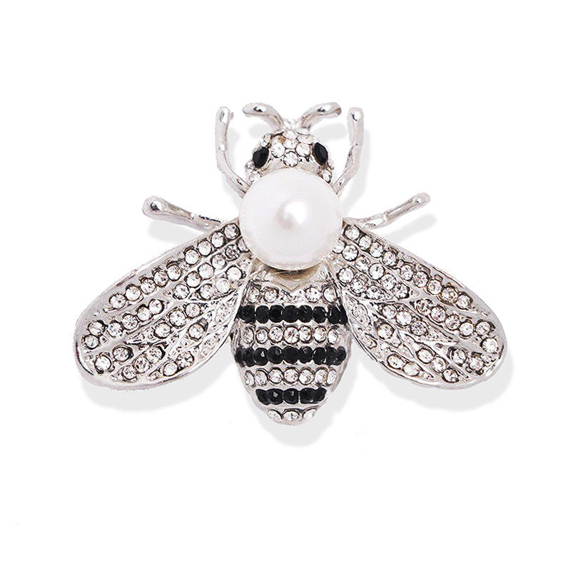 Korean Style 3D Eco-Friendly Alloy Pearl Full-Rhinestone Insect Bee Brooch Pin - Women's Fashion Lapel Accessory - Image 8