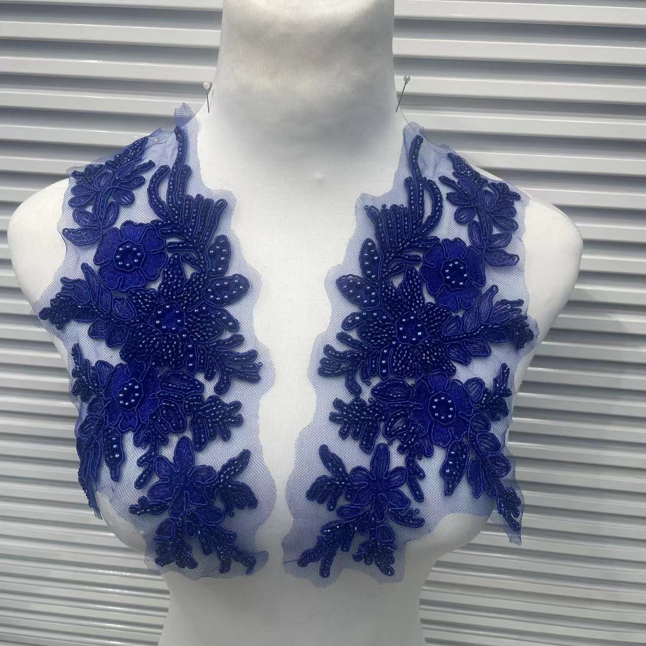 Sequin Lace Appliqué for Wedding Dresses | Multicolor Floral Neckline Trim - Image 13