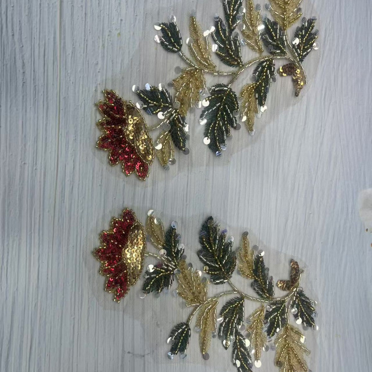 Multicolor Floral Lace Trim with Beaded & Rhinestone Embellishment – Sparkling Appliqué for Wedding Dresses, Evening Gowns & Bridal DIY Sewing Projects - Image 3