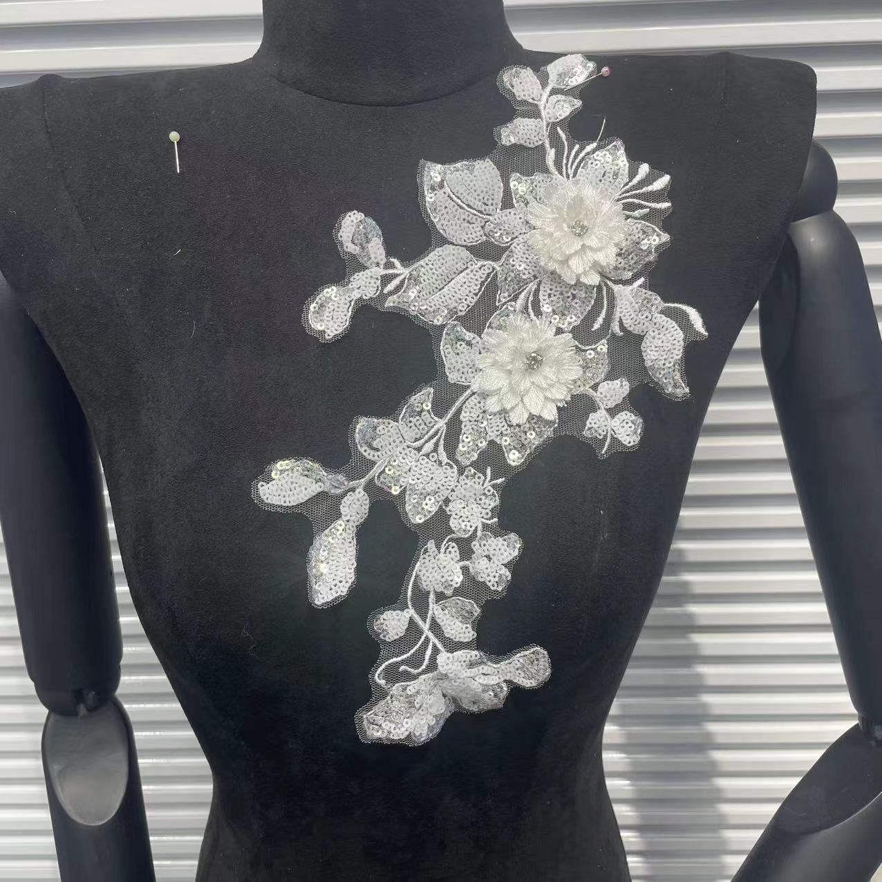 3D Floral Embroidered Appliqué for Wedding Dresses | Lace Trim Set - Image 7