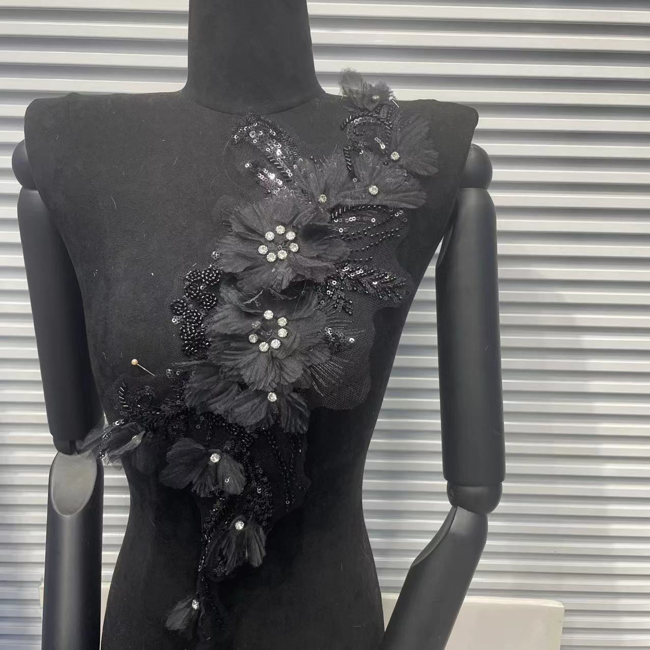 3D Beaded Floral Sleeve Appliqué | Bridal & Costume Trim - Image 7