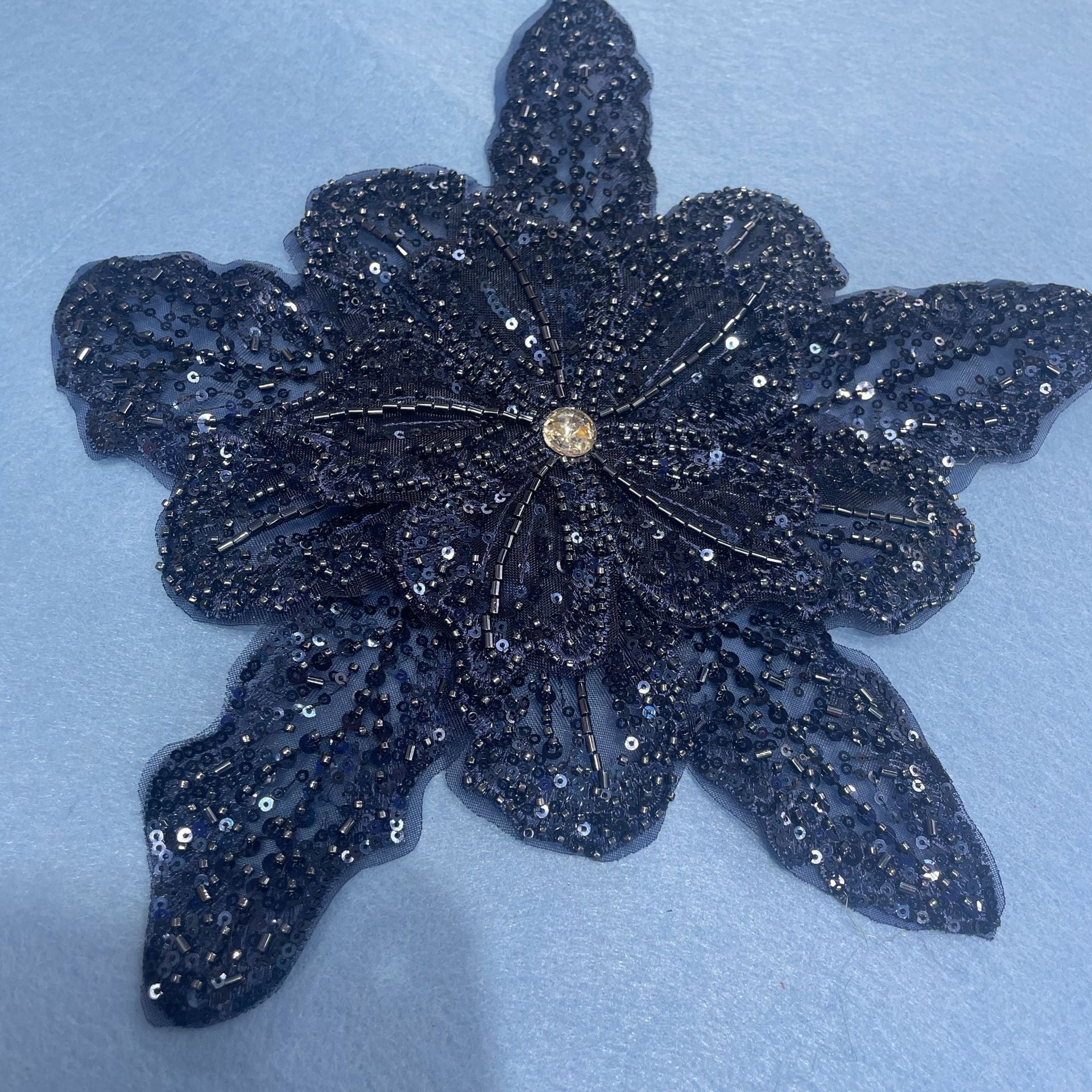 Multicolor Layered Sequin & Beaded 3D Floral Appliqué – Decorative Patch for Dresses, Evening Gowns & Bridal Fashion Accessories - Image 10
