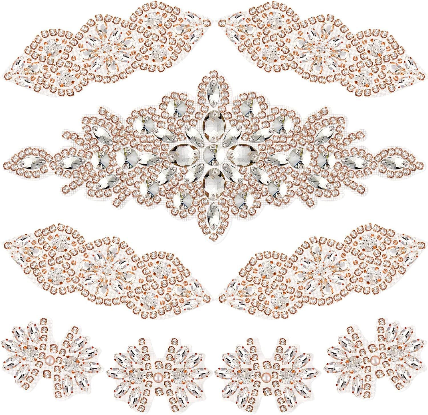 9 Pcs Rhinestone Applique Patches with Back Glue, Sparkling Iron-on Gems for Dancewear, Performance Costumes, Ice Skating Dress, Garment Embellishment - Image 8