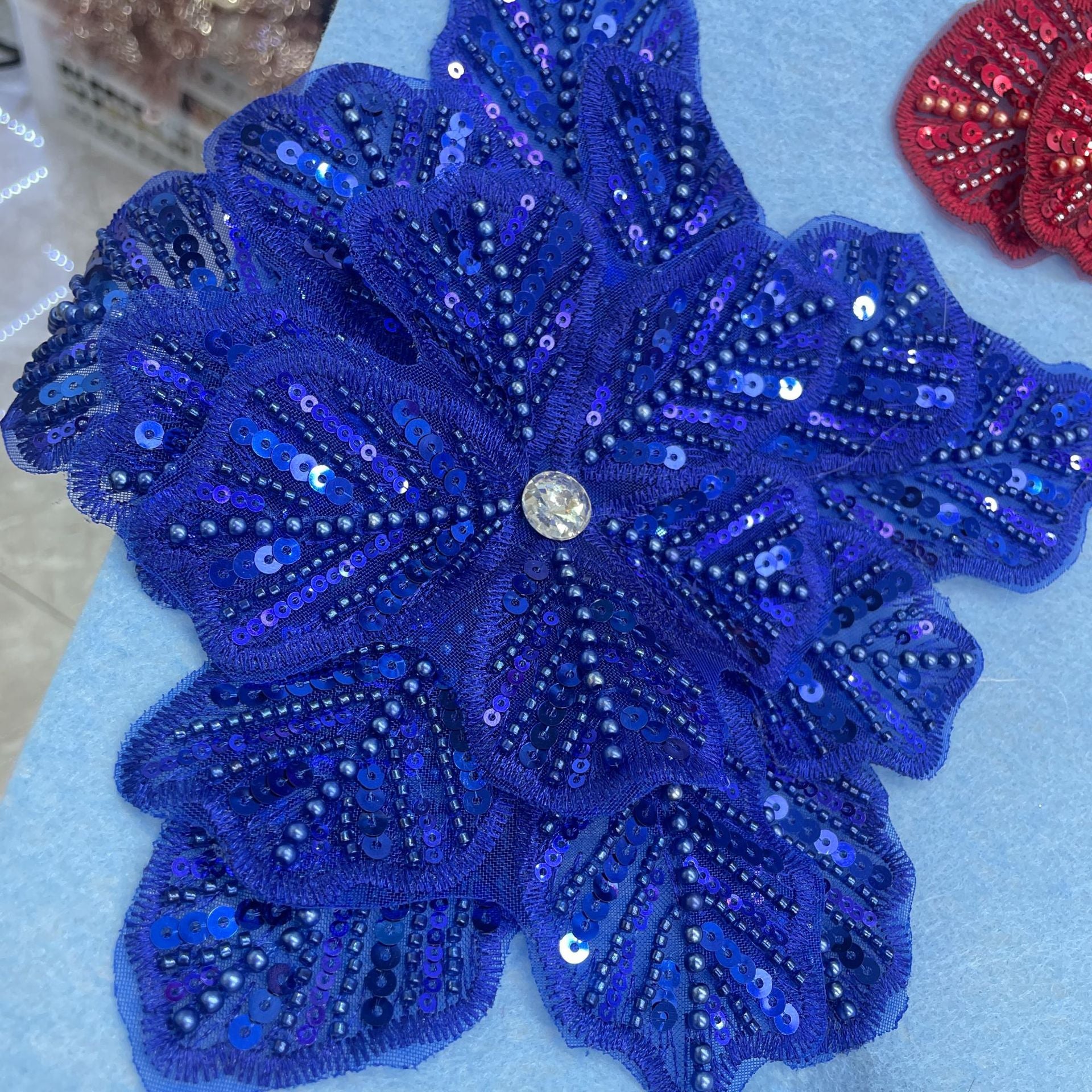 Large Floral Lace Appliqué Trim with Sequins & Beading – Embellished DIY Sew-On Embroidered Flower for Wedding Dresses, Evening Gowns & Bridal Fashion Accessories - Image 13