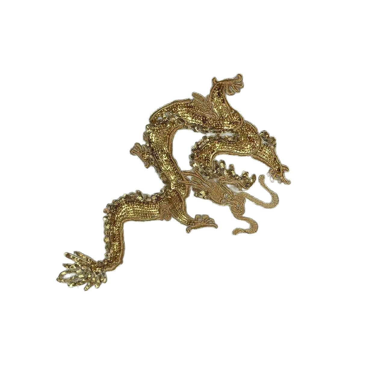 Gold Dragon & Phoenix Sequin Embroidered Iron-On Patches – Shimmering Appliqué for Qipao, Wedding Dress & DIY Craft, Traditional Chinese Textile Embellishment for Sewing & Fashion Design - Image 5