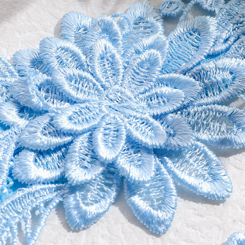 Bridal Garter Set, Light Blue 3d Flower Lace Garter Belt, Stretch Elastic Non-slip Wedding Garter For Bride - Image 3