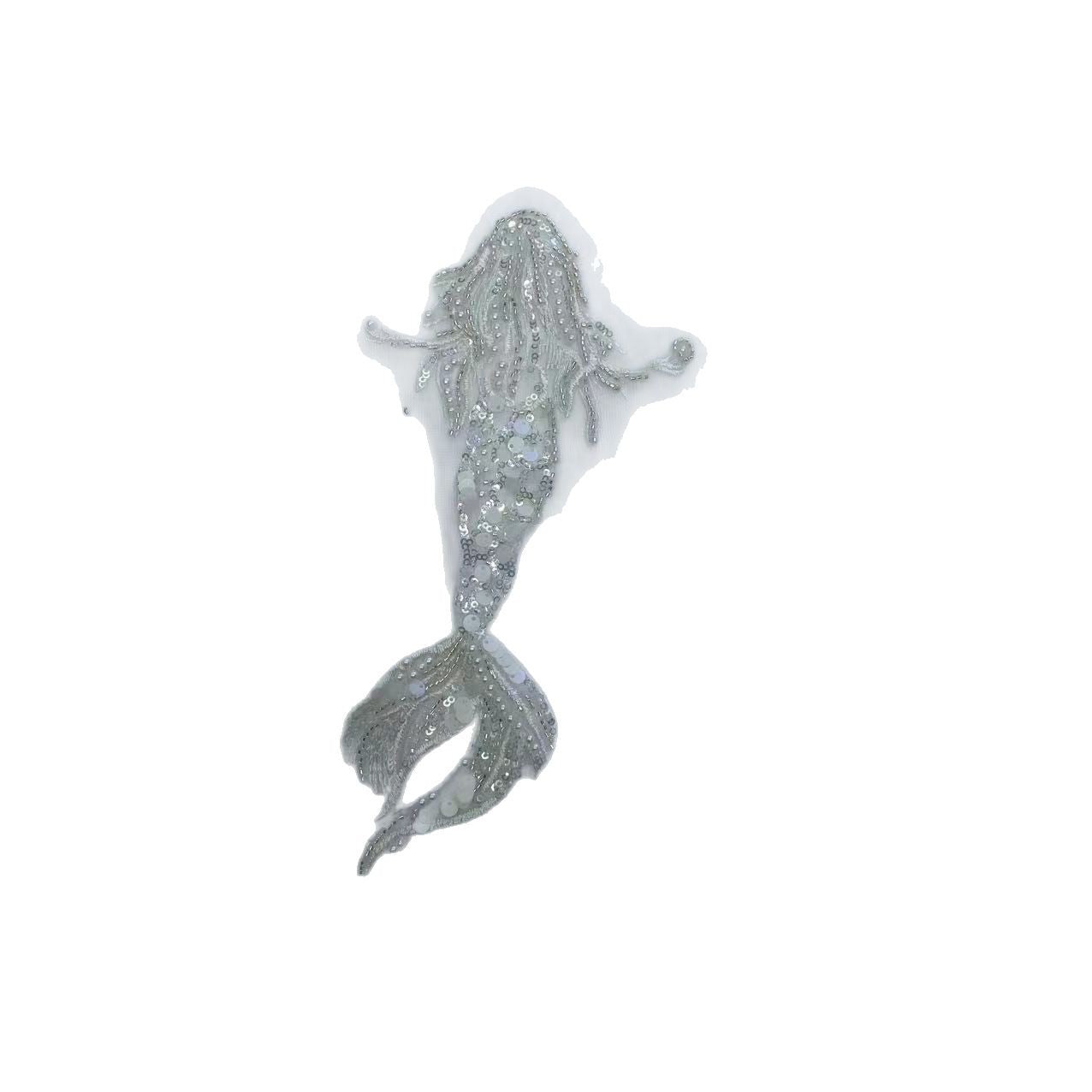 Koi Fish Inspired Heavy Embellishment Trim – Lustrous White Shell Pearls, Tiny Seed Beads & Silver Thread Appliqué for Bridal Gowns, Evening Wear & Luxury DIY Fashion Accessories - Image 5