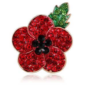 Fashionable Hand-Painted Bright Red Eco-Friendly Alloy Rhinestone Poppy Flower Brooch Pin Corsage for Women's Unique Accessories