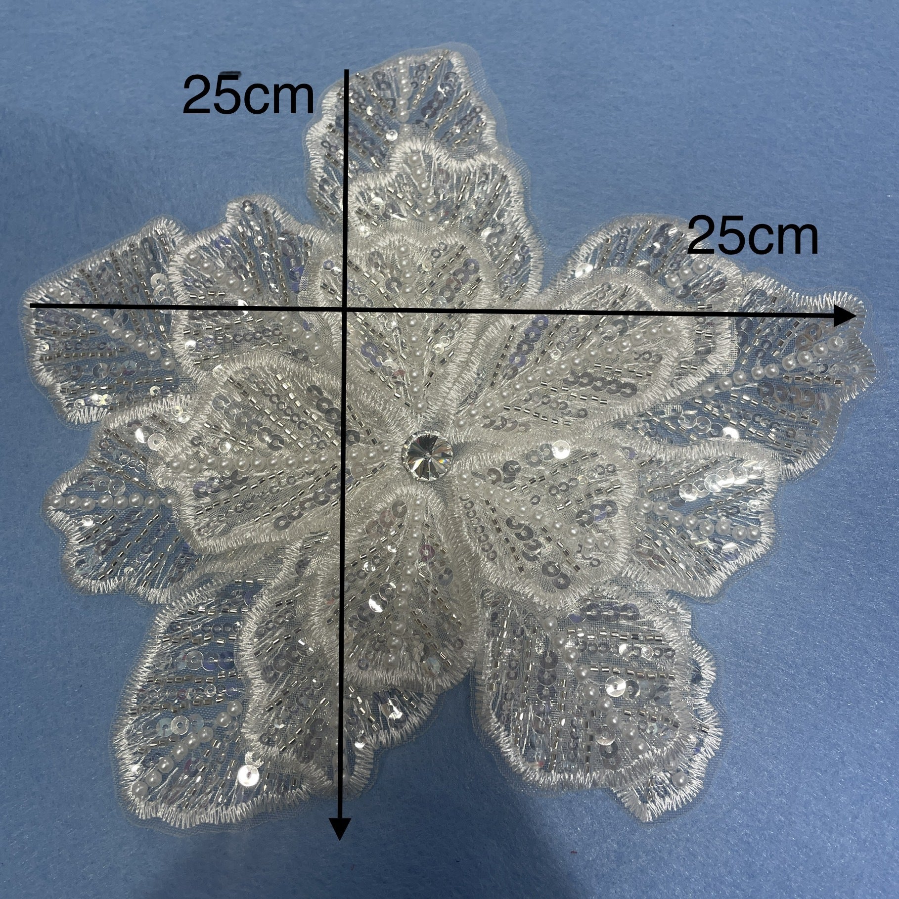 Large Floral Lace Appliqué Trim with Sequins & Beading – Embellished DIY Sew-On Embroidered Flower for Wedding Dresses, Evening Gowns & Bridal Fashion Accessories - Image 6
