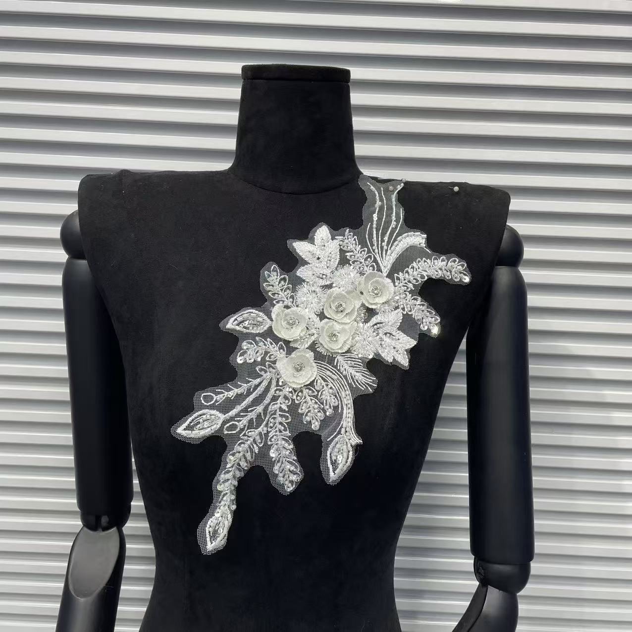 3D Embroidered Floral Lace Appliqué | Wedding Dress Trim - Image 6