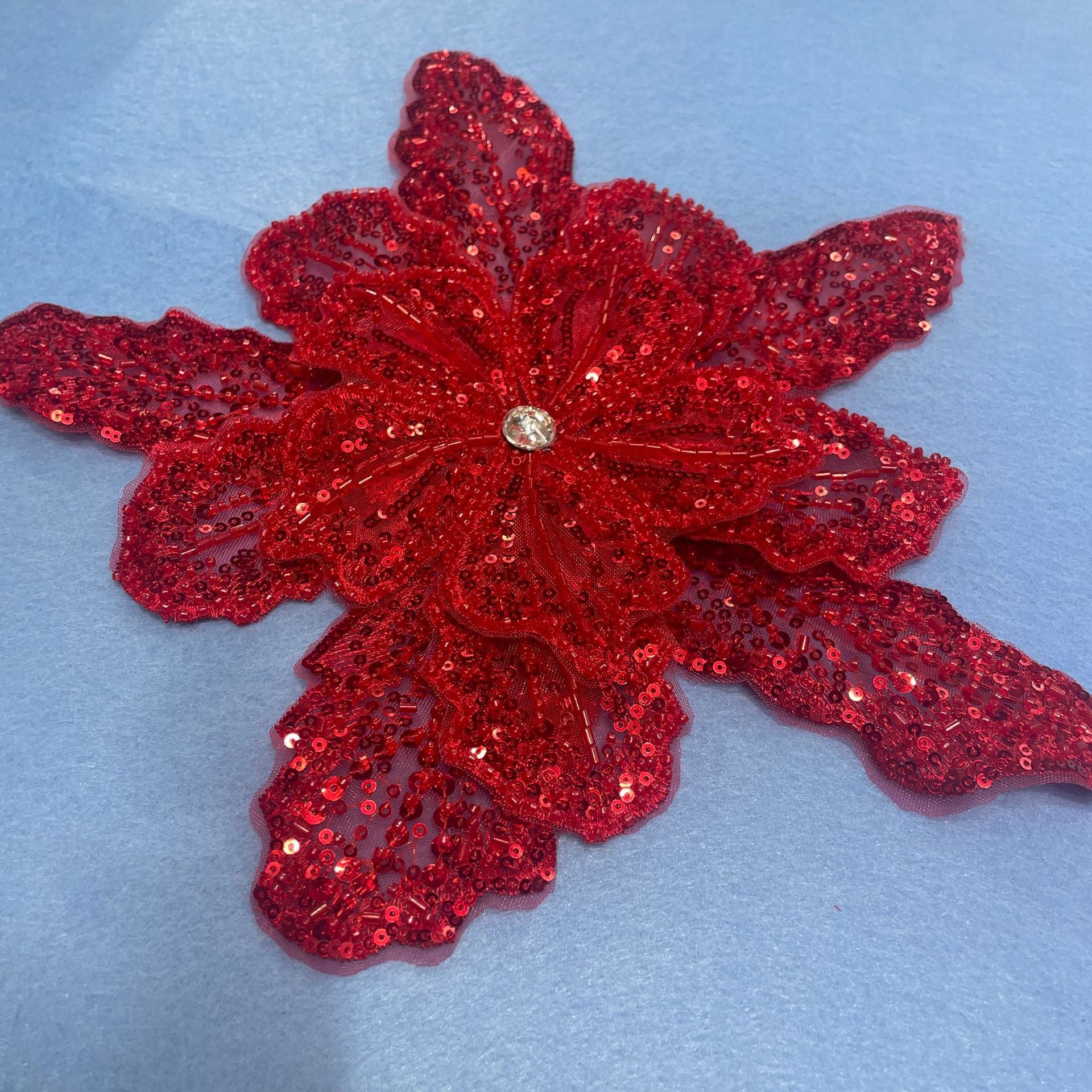 Multicolor Layered Sequin & Beaded 3D Floral Appliqué – Decorative Patch for Dresses, Evening Gowns & Bridal Fashion Accessories - Image 11
