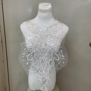 Heavy Sequin Lace Appliqué for Wedding Dresses | Front & Back Trim