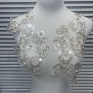 3D Lace Appliqué for Wedding Dresses | Beaded Sequin Floral Trim