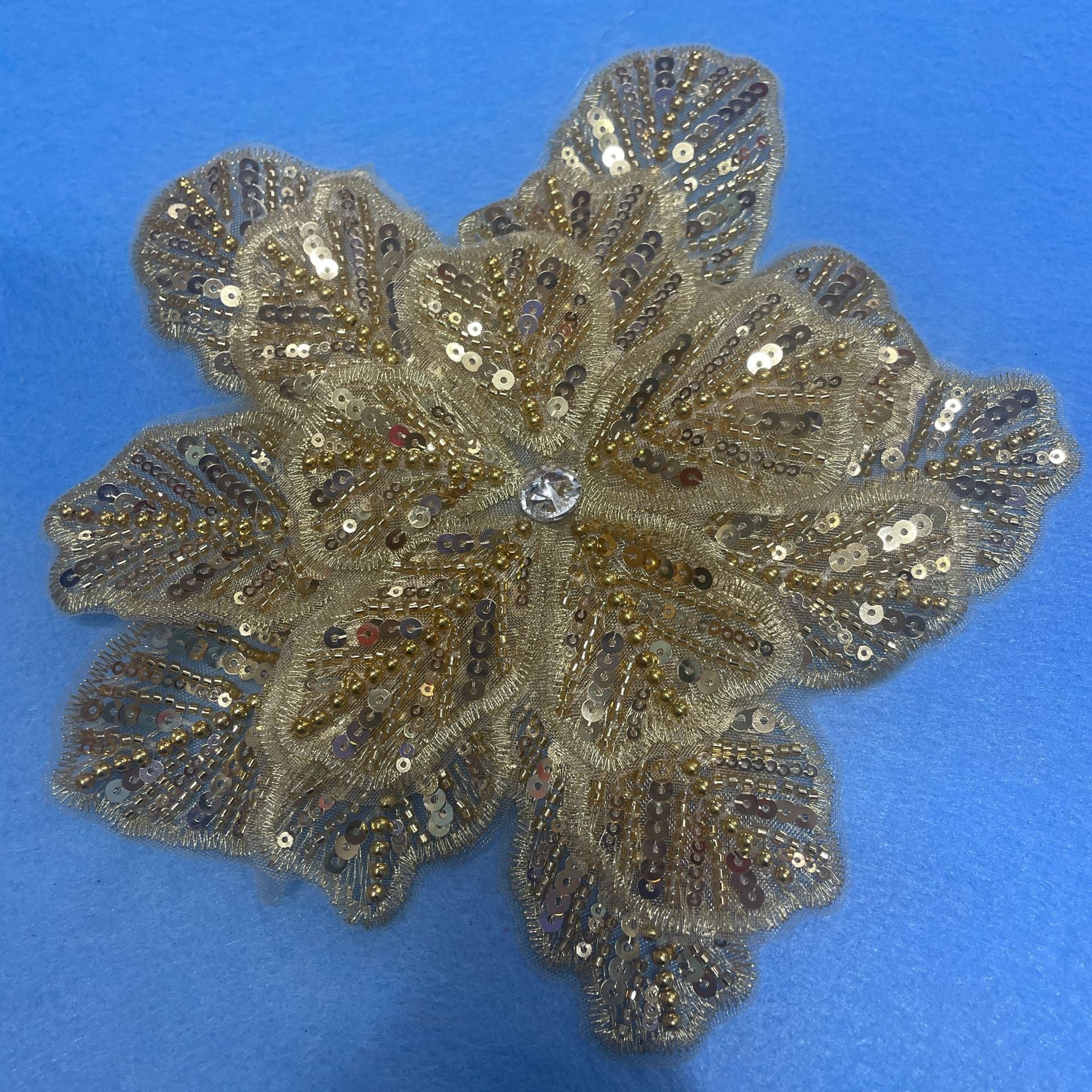 Large Floral Lace Appliqué Trim with Sequins & Beading – Embellished DIY Sew-On Embroidered Flower for Wedding Dresses, Evening Gowns & Bridal Fashion Accessories - Image 8